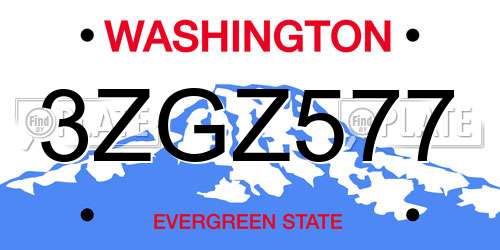 3ZGZ577 Washington License Plate