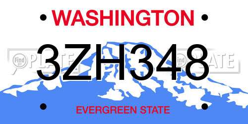3ZH348 Washington License Plate