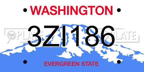 3ZI186 Washington License Plate