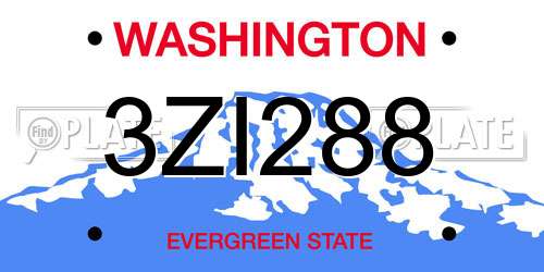 3ZI288 Washington License Plate
