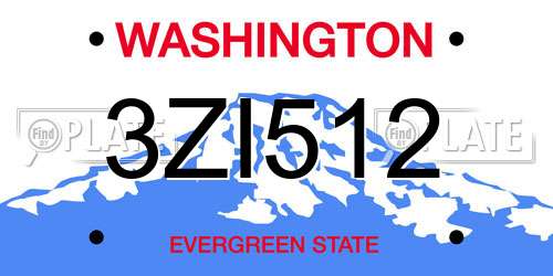 3ZI512 Washington License Plate
