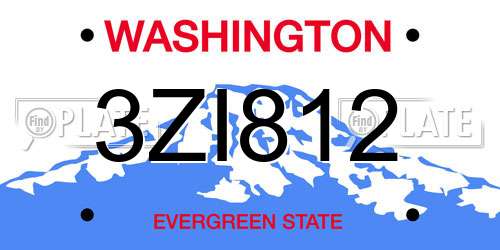 3ZI812 Washington License Plate