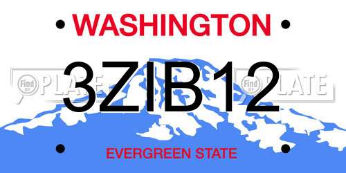 3ZIB12 Washington License Plate