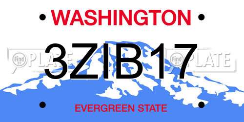 3ZIB17 Washington License Plate