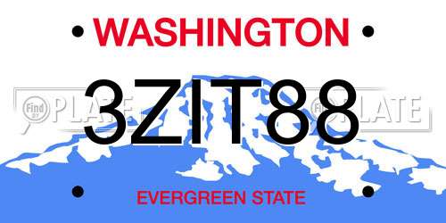 3ZIT88 Washington License Plate