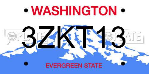 3ZKT13 Washington License Plate