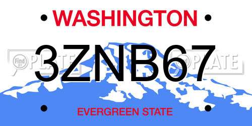 3ZNB67 Washington License Plate