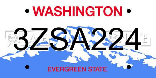 3ZSA224 Washington License Plate