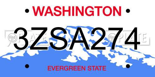 3ZSA274 Washington License Plate