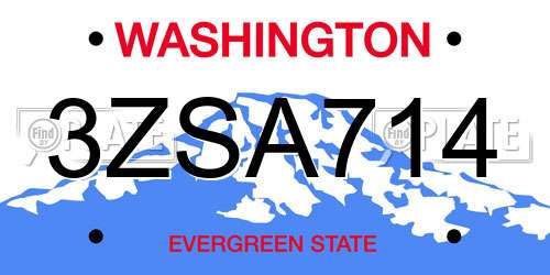3ZSA714 Washington License Plate