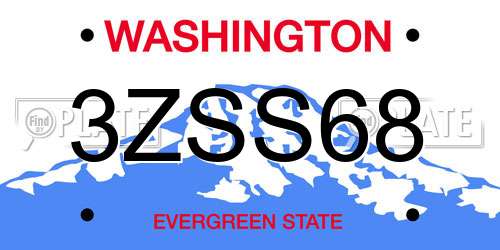 3ZSS68 Washington License Plate