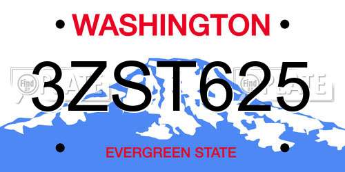 3ZST625 Washington License Plate