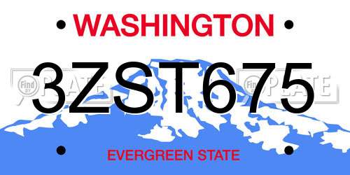 3ZST675 Washington License Plate