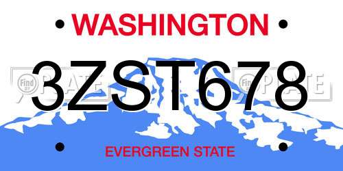 3ZST678 Washington License Plate