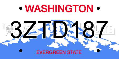 3ZTD187 Washington License Plate