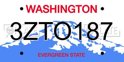 3ZTO187 Washington License Plate