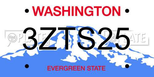 3ZTS25 Washington License Plate