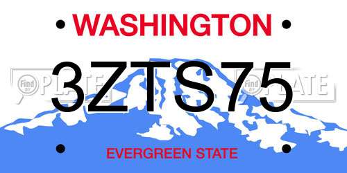 3ZTS75 Washington License Plate