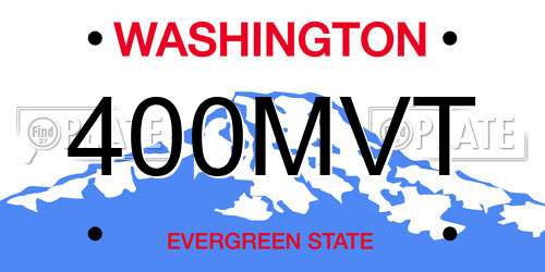 400MVT Washington License Plate