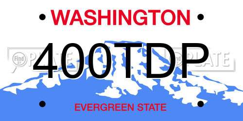 400TDP Washington License Plate