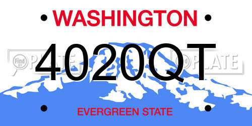 4020QT Washington License Plate