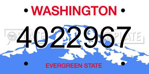 4022967 Washington License Plate