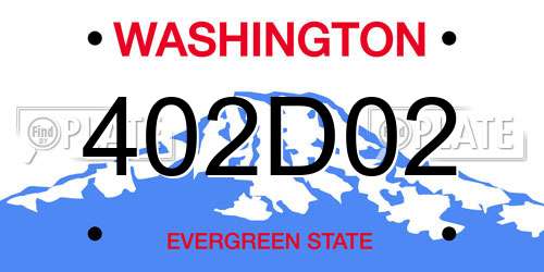 402D02 Washington License Plate