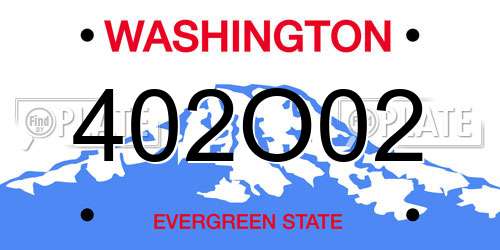 402O02 Washington License Plate