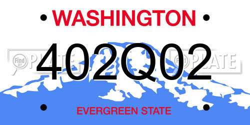 402Q02 Washington License Plate