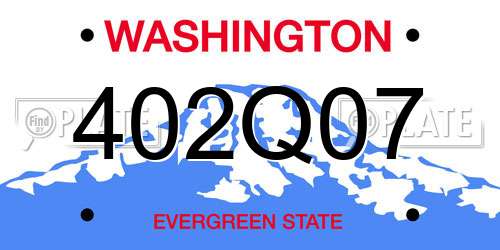 402Q07 Washington License Plate