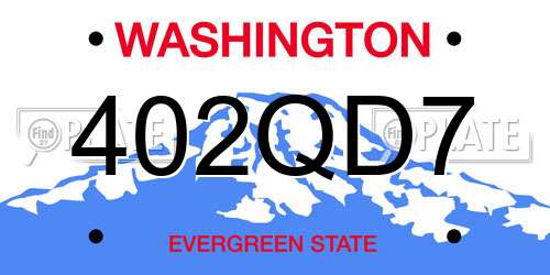 402QD7 Washington License Plate