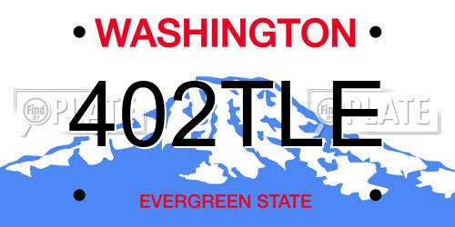 402TLE Washington License Plate