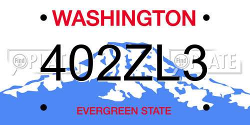 402ZL3 Washington License Plate