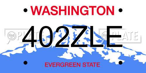 402ZLE Washington License Plate