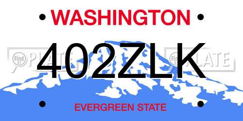 402ZLK Washington License Plate