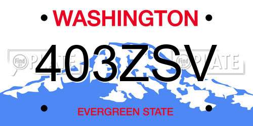 403ZSV Washington License Plate