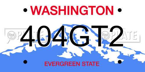 404GT2 Washington License Plate
