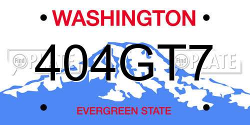 404GT7 Washington License Plate