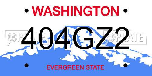 404GZ2 Washington License Plate