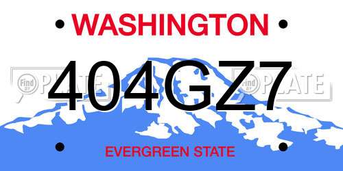 404GZ7 Washington License Plate