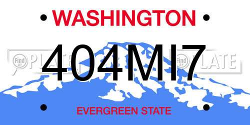 404MI7 Washington License Plate