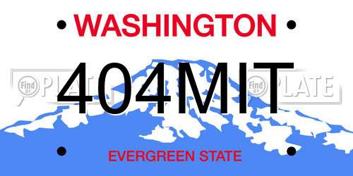 404MIT Washington License Plate