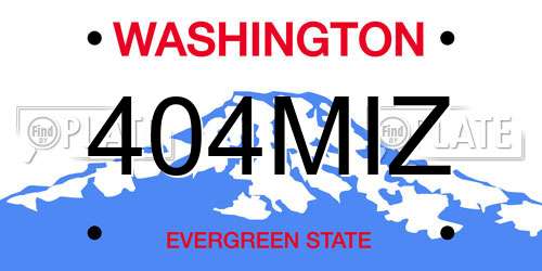 404MIZ Washington License Plate