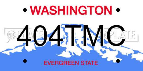 404TMC Washington License Plate