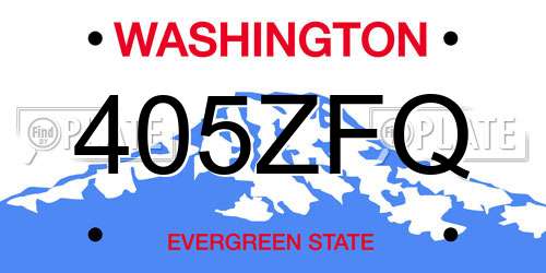 405ZFQ Washington License Plate