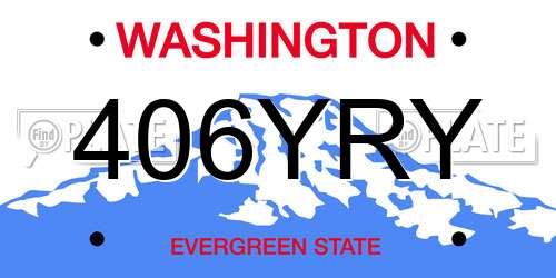 406YRY Washington License Plate