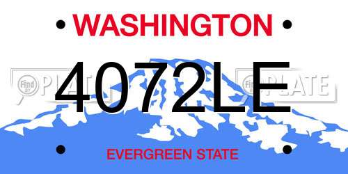 4072LE Washington License Plate