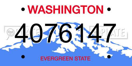 4076147 Washington License Plate