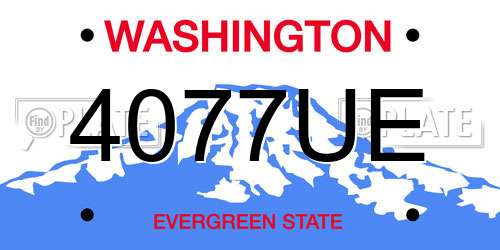 4077UE Washington License Plate