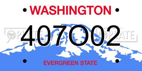 407O02 Washington License Plate